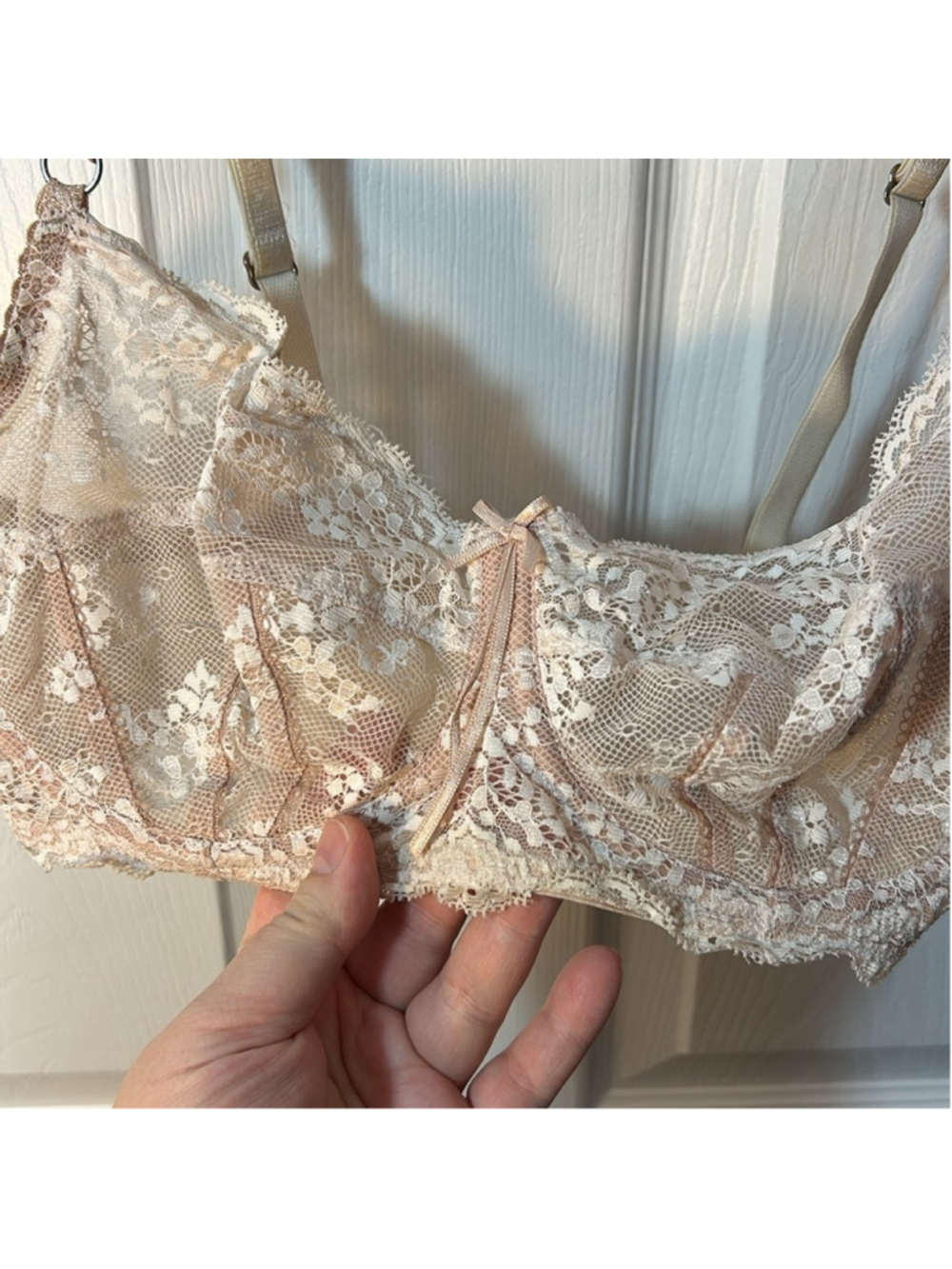 Elle MacPherson Dentelle Demi Lace Underwire Bra - Cream colour size 36 D - Picture 5 of 7
